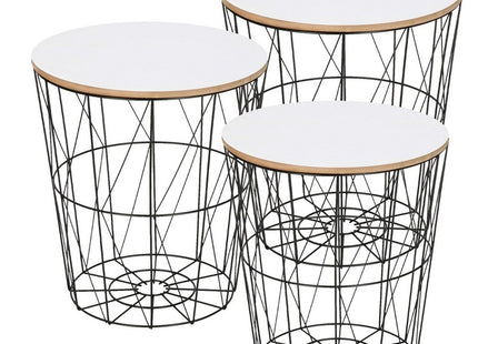 Salontafel | Salontafel Set | Rond | 3-Delig | Zwart/Wit