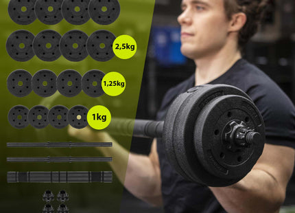 Dumbellset - 30 KG - Halter Verlengstuk - Verstelbaar - Complete Set - Thuis Sporten - Zwart
