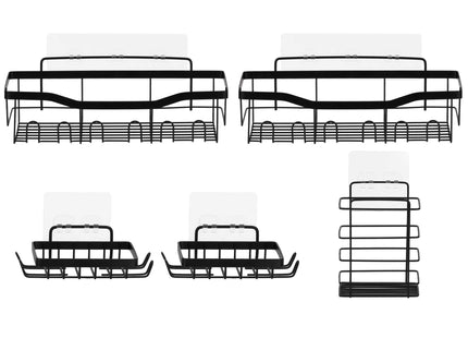 Doucherekken - Badkamerplanken - RVS - Zwart - Driehoekig - 3 Kg - 5 Stuks