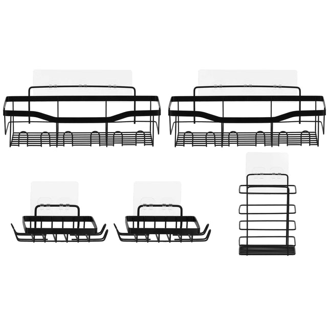 Doucherekken - Badkamerplanken - RVS - Zwart - Driehoekig - 3 Kg - 5 Stuks