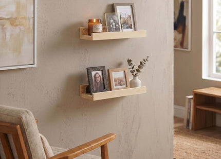 Wandplank - Boekenplank - Ophangbaar - Kruidenplank- Naturel - Grenenhout - 10 Kg - 30 cm - 2 Stuks