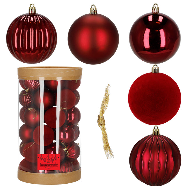 Kerstballen | 36 Stuks | 6,5 cm | Rood