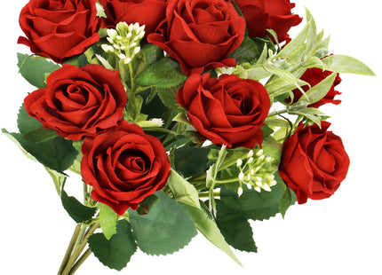 Kunstboeket - Sierboeket - Decoratief - Rozen - Decoratief -Rood - 10 Stuks