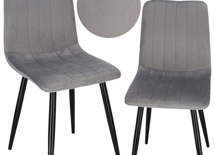 Scandinavische Stoel - Gestoffeerd - Fluwelen - Metaal - Woonkamer - Keuken - Eetkamer - Interieur - Grijs - Zwart