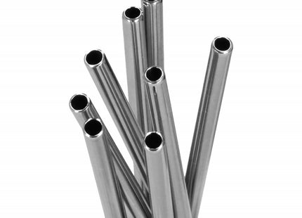 Metalen Rietjes | Herbruikbaar | RVS | Inclusief Etui & Reinigingsborstels | 8 Stuks | Zilver