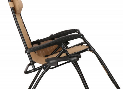 Tuinstoelen | Ligstoel | Opvouwbaar | Verstelbaar | Ergonomische Hoofdsteun | 2 Stuks | Beige/Zwart