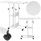 Bureau – Werkbureau – Computer Bureau – Bureautafel – Op Wielen – Verstelbaar - 73-85 X 40 X 80 CM – 20 Kg - Wit - Metaal - Hout