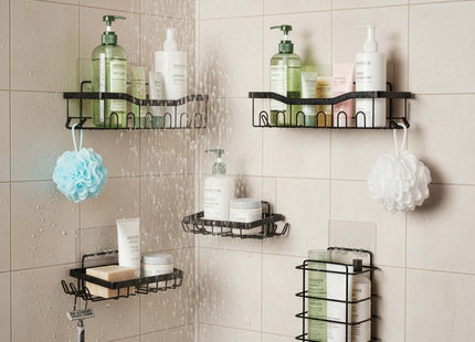 Doucherekken - Badkamerplanken - RVS - Zwart - Driehoekig - 3 Kg - 5 Stuks