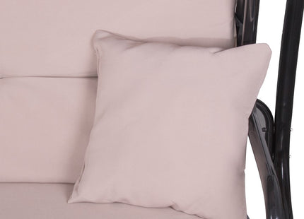 Schommelbank | Venezia-Schommel | 3-zits | Waterafstotend | Inclusief 2 Kussens | Verstelbare Luifel | 162 x 200 x 120 cm | Beige