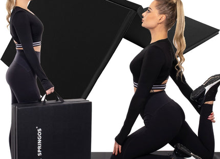 Fitnessmat | 3 Delig | 180 x 60 x 5.5 cm | Zwart