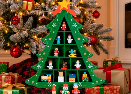 Kerstfiguur - Kerstboom - Kerstversiering - Hout - 28 cm