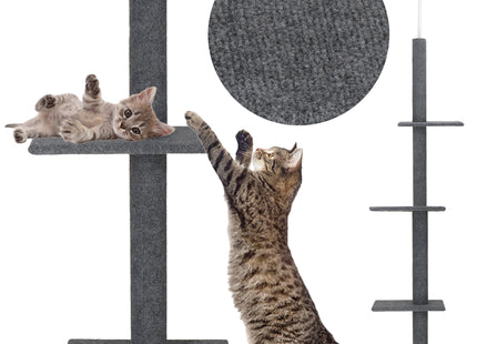 Krabpaal - 4 Etages - Voor Katten - Toren - Meubelbescherming - 42 x 26.5 x 286 cm - Grijs