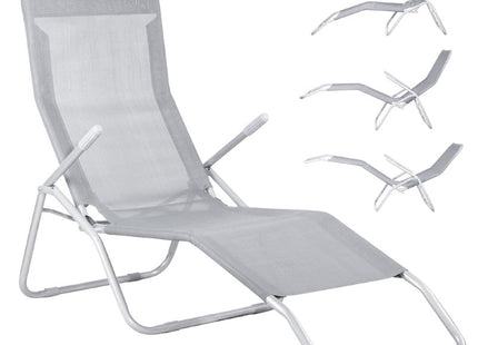 Ligstoel | Ligbed | Verstelbaar | Ergonomische Vorm | Lichtgrijs