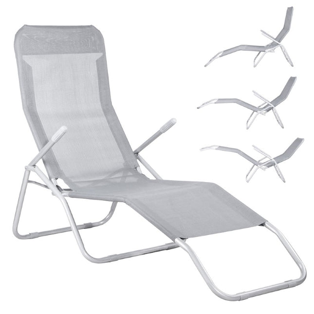 Ligstoel | Ligbed | Verstelbaar | Ergonomische Vorm | Lichtgrijs
