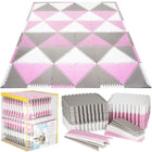 Speelmat | Speelmat Foam | Puzzelmat | 72 Puzzelstukken | 182 x 182 cm | Grijs/Wit/Roze