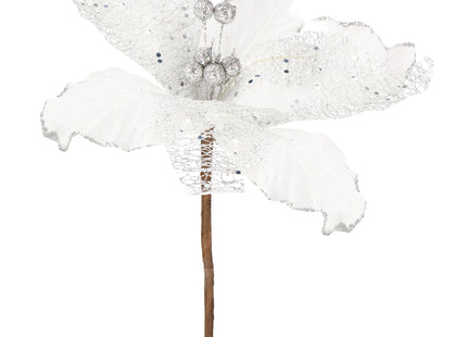 Kunstbloem - Kunststof - Zilver - Glitters - 23 cm