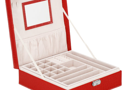 Sieradendoos | Juwelendoos | 2 Lagen | 26 x 26 x 8.5 cm | Rood