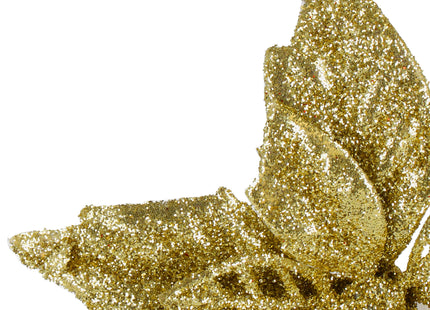 Decoratiebloem | Kerstster | Kerstbloem | Glitters | Goud | 28 CM