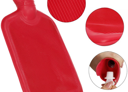 Warmwaterkruik- Rubber - 2L - Inhoud - Pijnverlichting- Ontspanning -Rood