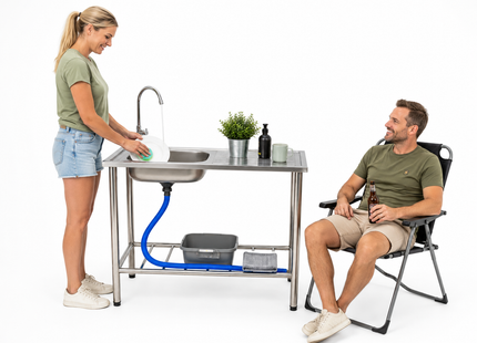 Muntel® Camping Tafel Met Gootsteen - Kraan en Wasbak– RVS - 100 x 50 x 77 cm