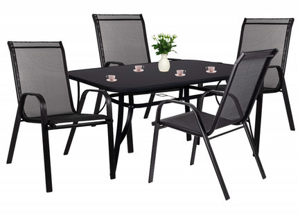 Tuinset | Tuinset 4 Persoons | Tuinsets | Tuintafel & Tuinstoelen | 4 Personen | Zwart