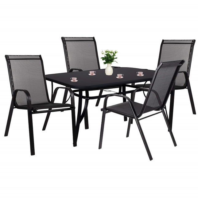 Tuinset | Tuinset 4 Persoons | Tuinsets | Tuintafel & Tuinstoelen | 4 Personen | Zwart