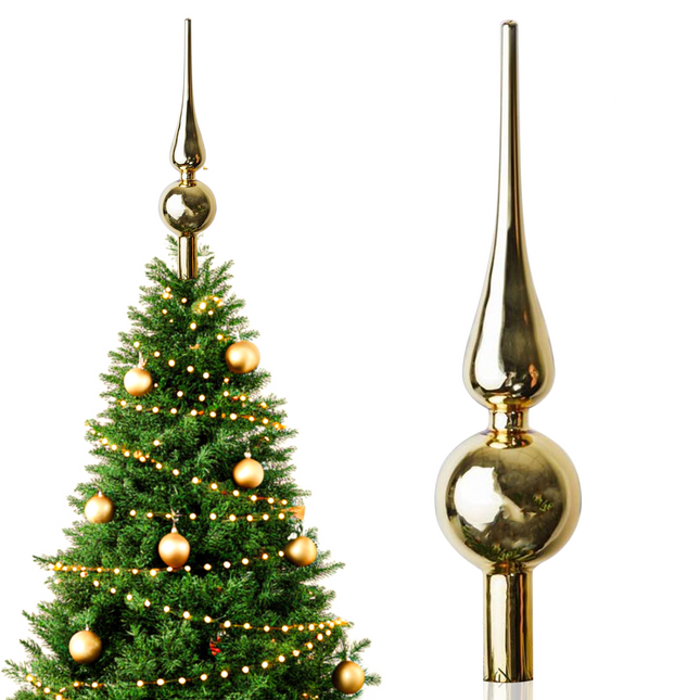 Kerstboom Piek | Glas | 24,5 cm | Glanzend | Goud