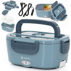 Elektrische Lunchbox 1,5 Liter – Verwarmbare Broodtrommel – 12V/24V en 220-240V – Met 2 Compartimenten – Blauw