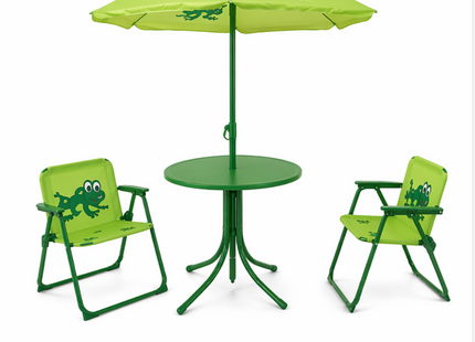 Kindermeubelset - 2 Stoelen - Parasol - Tafel - Groen - Kikker