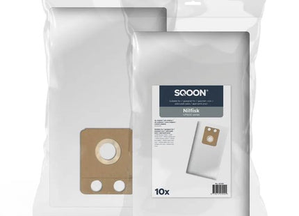 SQOON® Stofzuigerzakken Geschikt voor Nilfisk VP600 - Vervangt Model 107413076 - High Filtration voor Industriële Reiniging - 10 Stuks