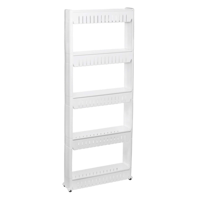 Keukentrolley | Keukentrolley Op Wieltjes | Badkamer Trolley | Opbergrek | 5 Niveaus | 131.5 x 54 x 12.5 cm | Wit