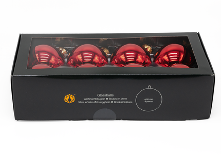 Kerstballen Glas | 8 Stuks | Glas | Glans | Rood