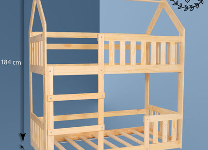 Kinderbed - Stapelbed - Veiligheid - Grenenhout - Trap -  Tot 100 Kg - Lichtbruin - 164 x87x184 cm