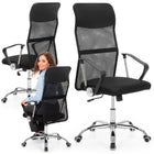 Springos® Bureaustoel Zwart – Verstelbare Draaistoel met Armleuningen – Mesh Rugleuning – 5 Zwenkwielen – Maximaal 120 kg