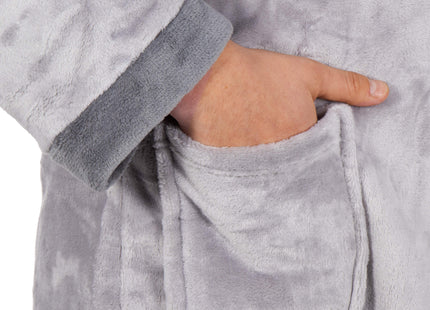 Badjas - Fleece - Grijs - Capuchon - Riem - Maat L/XL