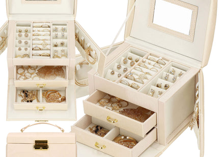 Sieradendoos | Juwelendoos | 3 Lagen | 17,5X13,5X12 CM | Creme