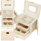 Sieradendoos | Juwelendoos | 3 Lagen | 17,5X13,5X12 CM | Creme