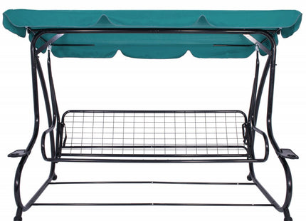Schommelbank | Luna-Schommel | 4-zits | Waterafstotend | Inclusief 2 Kussens | Verstelbare Luifel | 230 x 130 x 162 cm | Turquoise/Wit/Grijs