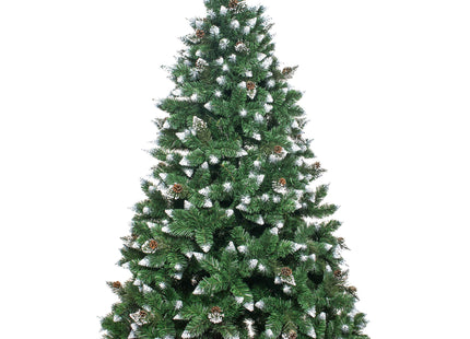 Kunstkerstboom | Premium Royal | Sneeuw | Dennenappels | 220 cm | Zonder Verlichting | Houten Standaard