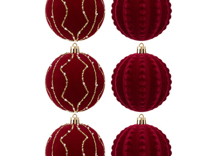 Kerstballen | 6 Stuks | 8 cm | Rood | Velours