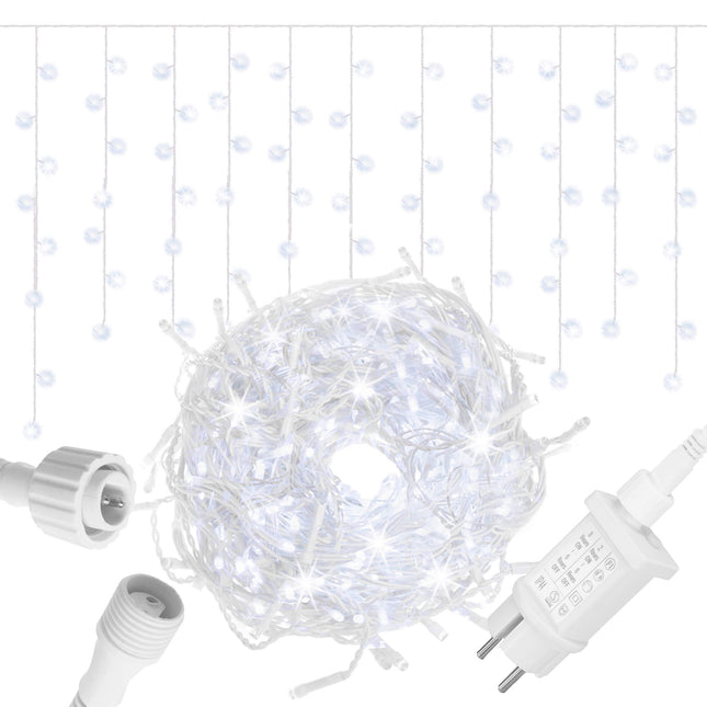 IJspegel Verlichting | 12 m + 2.5 m Snoer | 300 LED | Koel Wit | Koppelbaar | Flits