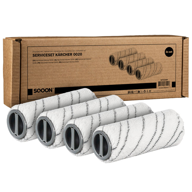 SQOON® Serviceset Rollers geschikt voor Kärcher FC 5 / FC 7 - Grijs - Gelijk aan model: 2.055-006.0 - Microvezelsrollers - 4 Stuks