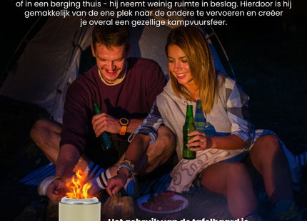 EdenOutdoor® Tafelhaard - Rookloze Tafelhaard - Rookloze Vuurkorf - Pellet & Hout - 19,5 x Ø14,5 CM - Beige