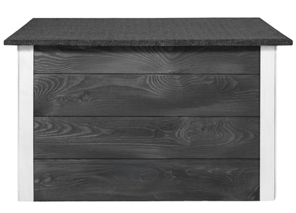 Hondenhuis - Hondenhok - Geïsoleerd - Voor Buiten - Weersbestendig - Hout - Zwart - 55 x 76,5 x 48–51,5 cm
