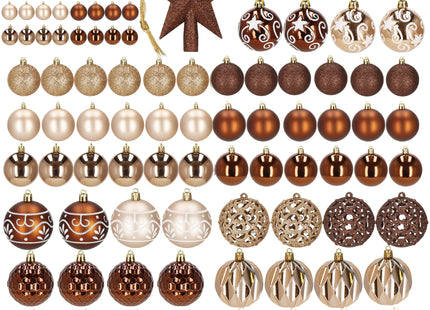Kerstballen & Piek | 101 Stuks | Bruin/ Rose Goud