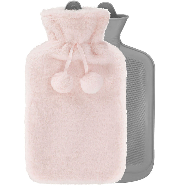 Warmwaterkruik- Pluche -Hoes - 2L - Inhoud - Pijnverlichting- Ontspanning -Roze