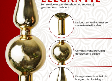 Kerstboom Piek | Glas | 24,5 cm | Glanzend | Goud
