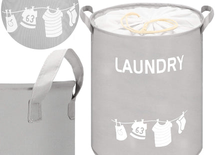 Wasmand - Opbergmand - Kledingmand - Organizer - Handvatten - Laundry  - Grijs - Wit