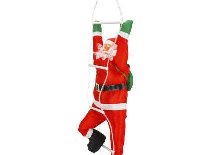 Kerstman | Klimmende Kerstman | Kerstman Op Ladder | 90 cm | 100 LED
