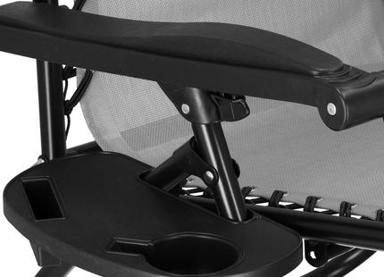 Tuinstoel - Ligstoel - Opvouwbaar - Verstelbaar - Ergonomische hoofdsteun - Grijs